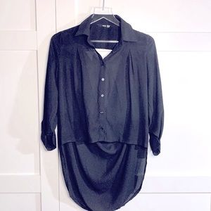 High-low, crop top, open back blouse